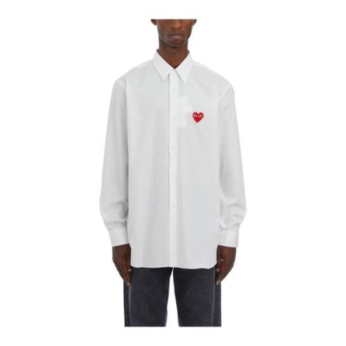 Katoenen Logo Shirt Comme des Garçons Play , White , Heren