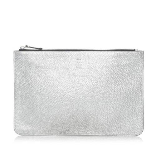 Pre-owned Leather clutches Fendi Vintage , Gray , Dames