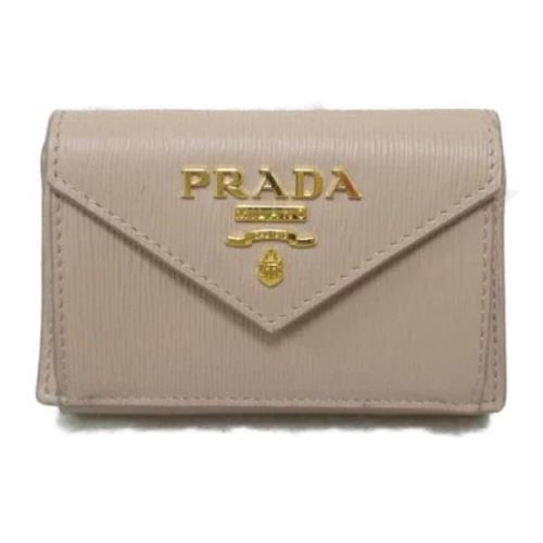 Pre-owned Leather wallets Prada Vintage , Beige , Dames