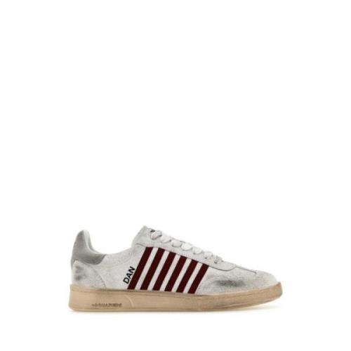 Witte Leren Boxer Sneakers Dsquared2 , White , Heren