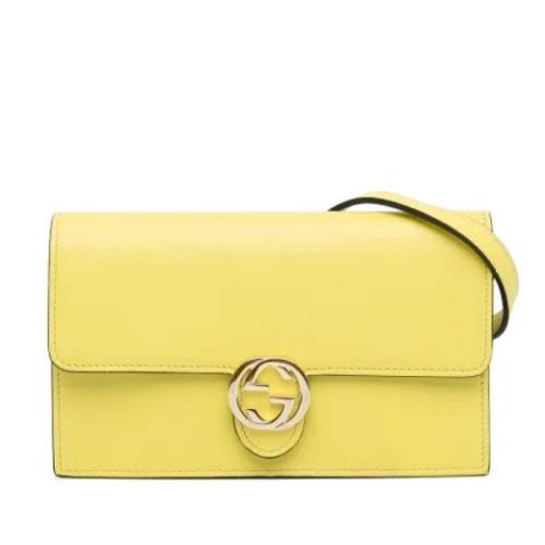 Pre-owned Leather crossbody-bags Gucci Vintage , Yellow , Dames