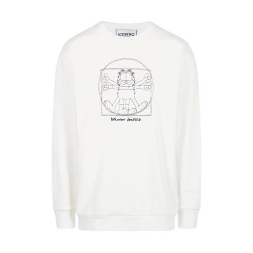 Vitruvian Garfield Geborduurde Sweatshirt Iceberg , Beige , Heren