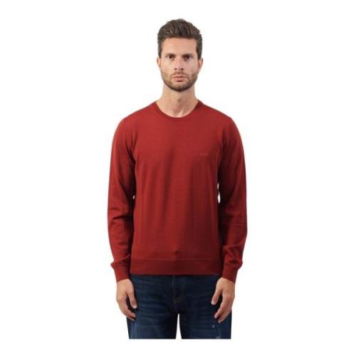 Rode Crewneck Wollen Trui Boss , Red , Heren