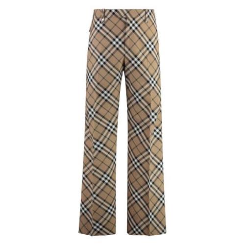 Check motief wollen blend broek Burberry , Beige , Heren