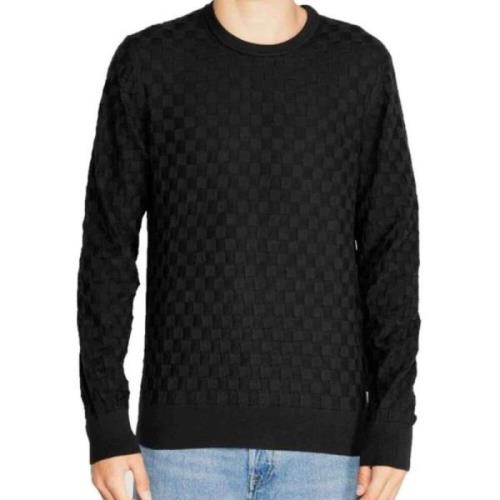 Basket Weave Cotton-Wool Sweater Calvin Klein , Black , Heren