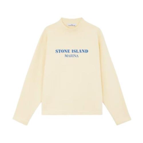 Oversized Cotton Fleece Turtleneck Sweater Stone Island , Yellow , Her...