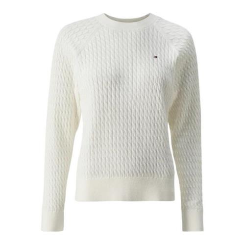 Off-White Cable C-Neck Sweater Tommy Hilfiger , White , Dames