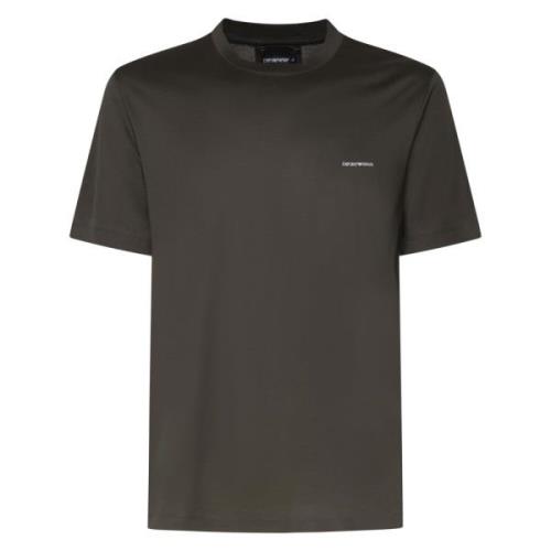 Logo Print Katoenen T-shirt Emporio Armani , Brown , Heren