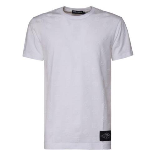 Italiaans Katoenen T-shirt Ronde Kraag Wit Dolce & Gabbana , White , H...