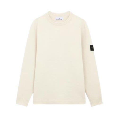 Geribbelde Crewneck Trui Lamswol Natuurwit Stone Island , Beige , Here...