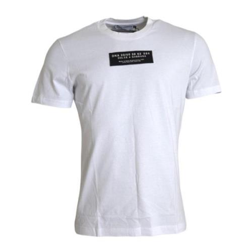 Witte Katoenen Logo Applique T-shirt Dolce & Gabbana , White , Heren