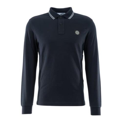 Blauwe Elastische Piqué Lange Mouw Polo 2Sl18 Stone Island , Blue , He...