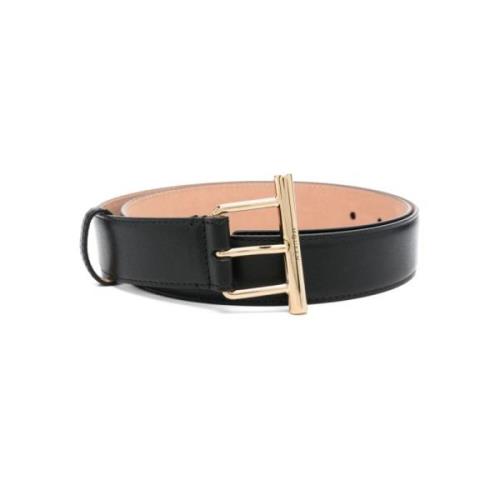 Zwarte Leren Riem met Gouden Hardware Alexander McQueen , Black , Dame...