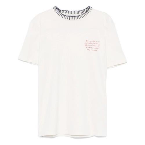 Geborduurde Dubbele Ster T-shirts en Polo's Golden Goose , White , Dam...