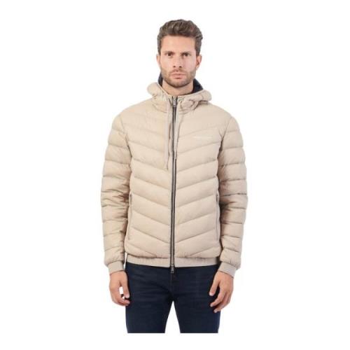 Beige Hooded Pufferjas Armani Exchange , Beige , Heren