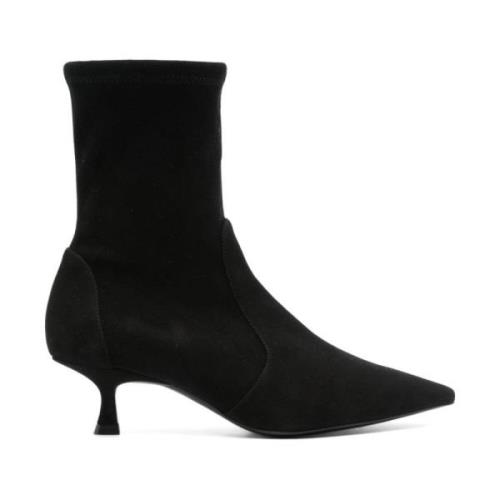 Zwarte Suède Slip-On Kitten Heel Laarzen Stuart Weitzman , Black , Dam...