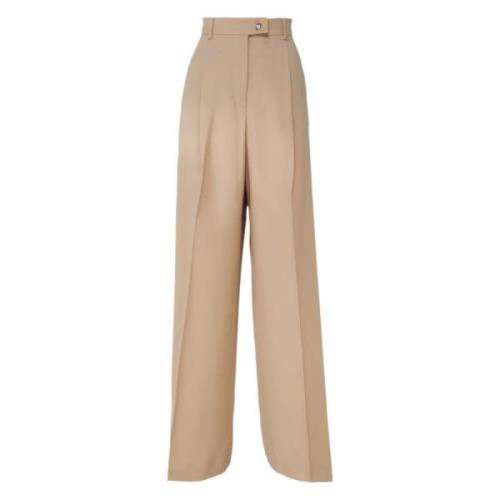 Beige Wollen Broek Regular Fit Sportmax , Beige , Dames