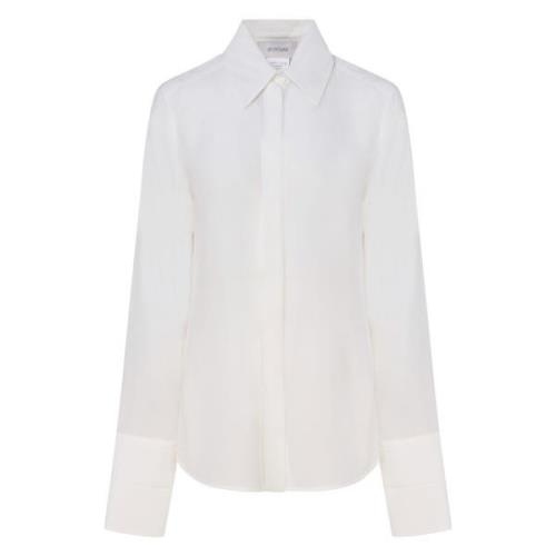 Zijden Italiaanse Kraag Wit Overhemd Sportmax , White , Dames