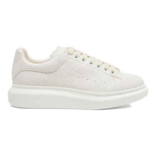 Witte Leren Sneakers Ronde Neus Alexander McQueen , White , Heren