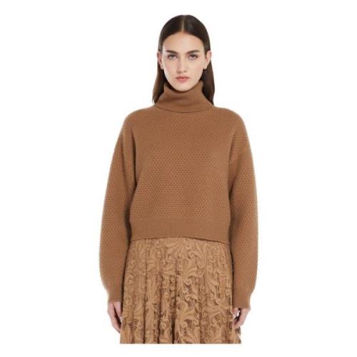 Cropped Cashmere Sweater High Neck Max Mara Studio , Brown , Dames