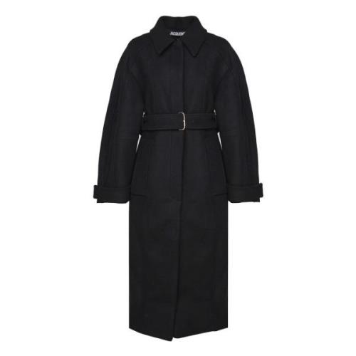 Zwarte Bari Cape Jas met Riem Jacquemus , Black , Dames