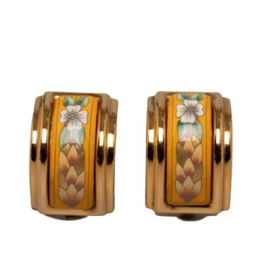 Pre-owned Metal earrings Hermès Vintage , Yellow , Dames