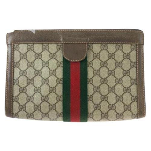 Pre-owned Canvas clutches Gucci Vintage , Beige , Dames