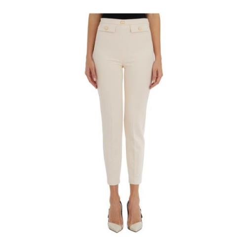 Cropped Crepe Stretch Broek Elisabetta Franchi , White , Dames