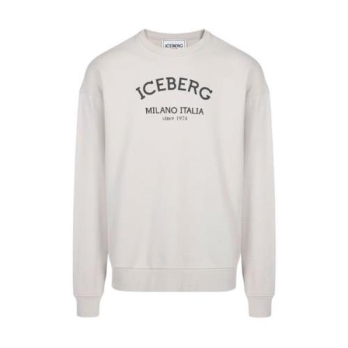 Logo Crew-neck Sweatshirt Eco-Katoen Klassiek Iceberg , Gray , Heren