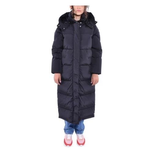 Lange Parka met Street Style Details Woolrich , Black , Dames