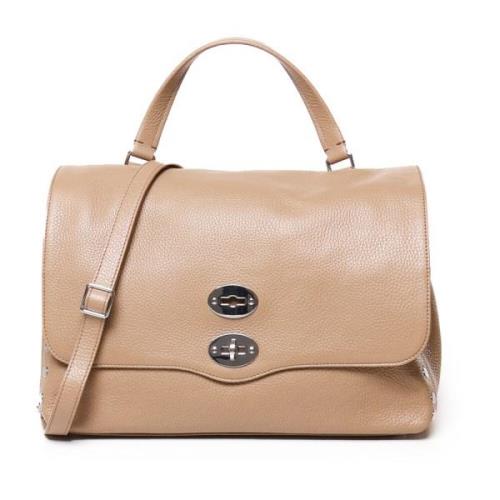 Italiaanse Leren Schoudertas Cappuccino Zanellato , Beige , Dames