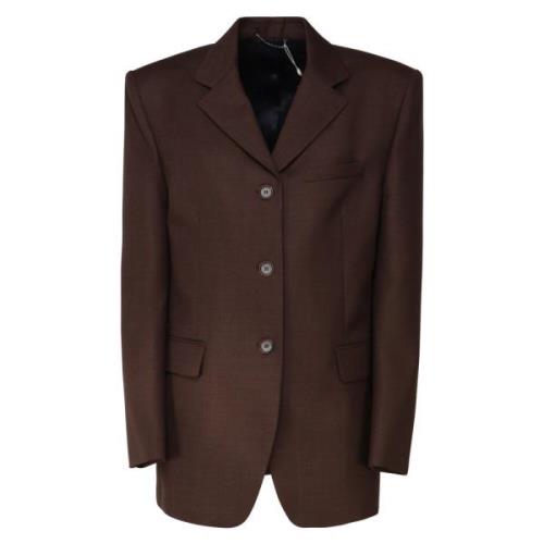 Bruine Wollen Blazer Knoopsluiting Magda Butrym , Brown , Dames