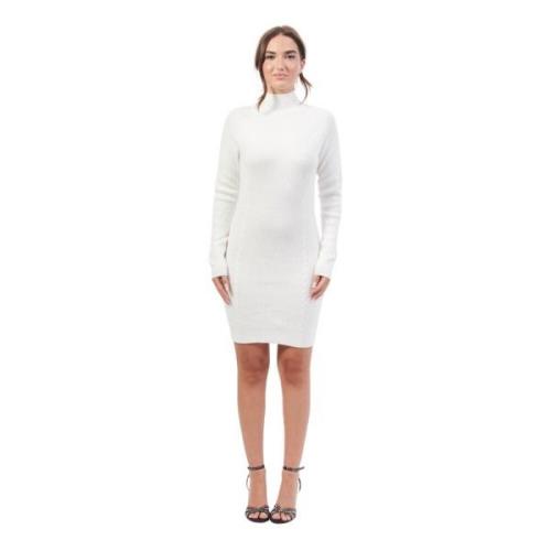 Witte Gebreide Jurk met Hoge Hals Fracomina , White , Dames