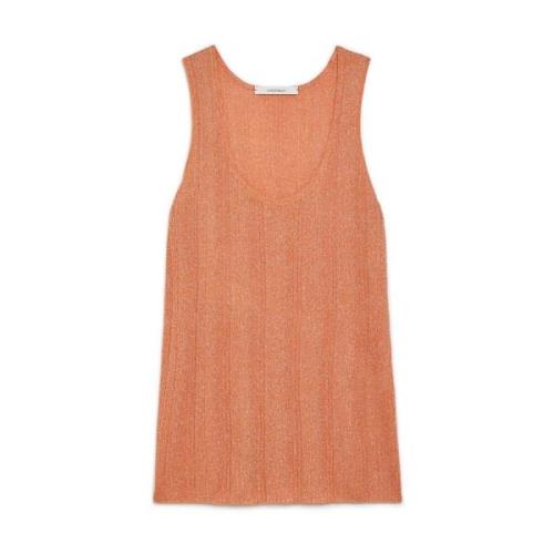 Lurex Ribbed Tank Top Maliparmi , Orange , Dames