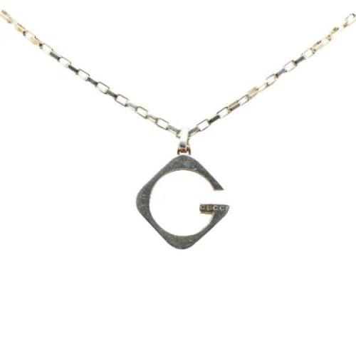 Pre-owned Metal necklaces Gucci Vintage , Gray , Dames