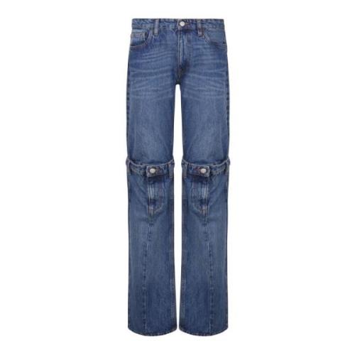 Blauwe Denim Jeans Rits Knoopsluiting Coperni , Blue , Dames