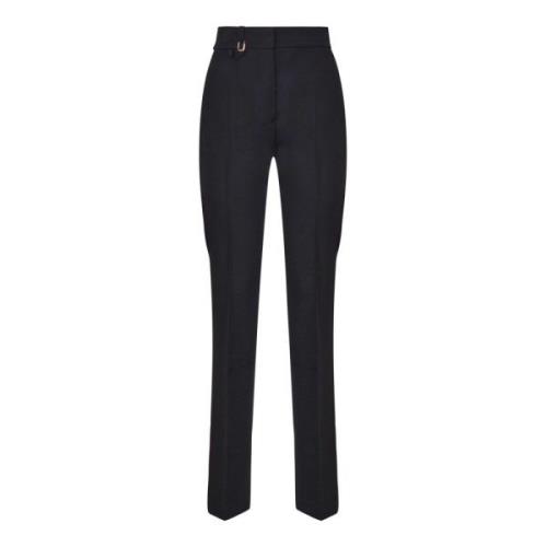 Zwarte Katoenen Hoge Taille Broek Jacquemus , Black , Dames