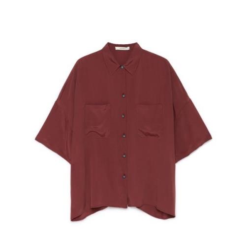 Vloeibare Crepe Shirt met Speciale Knopen Maliparmi , Red , Dames