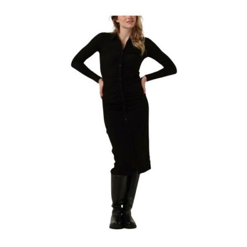 Zwarte Midi Jurk Hontun 2675 Moves , Black , Dames