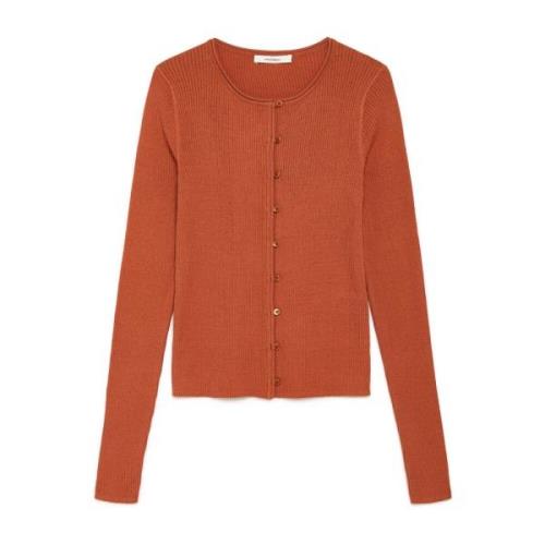 Luxe Zijde Katoen Ronde-Hals Vest Maliparmi , Orange , Dames