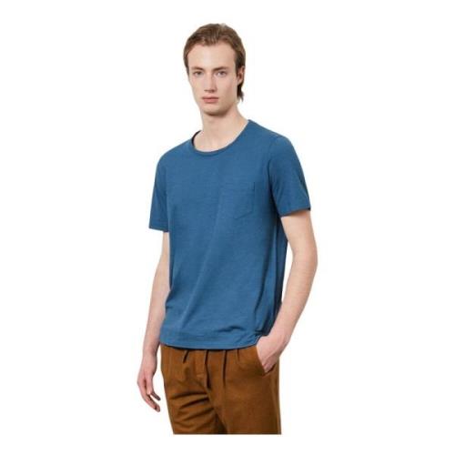 Crewneck T-shirt met zak, korte mouwen Massimo Alba , Blue , Heren