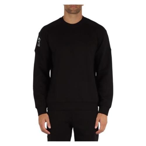 Katoen Logo Sweater Emporio Armani EA7 , Black , Heren