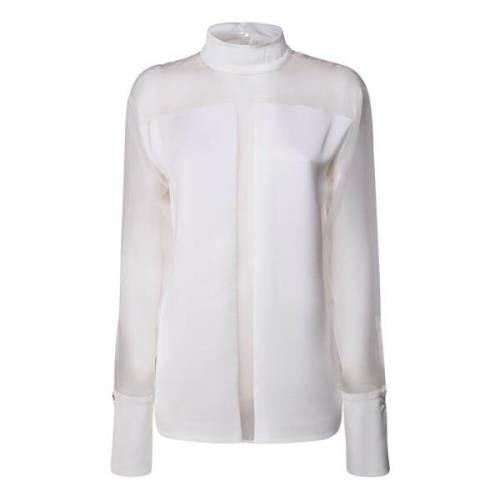 Witte Blouse met Transparante Details Genny , White , Dames