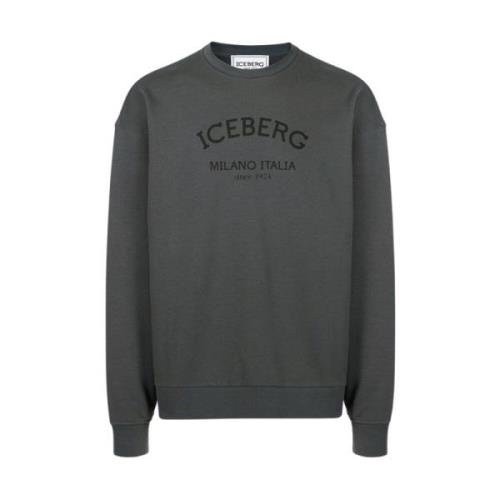 Logo Crew-neck Sweatshirt Iceberg , Gray , Heren