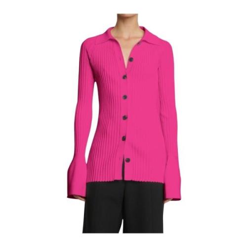 Ribgebreide Gekraagde Vest Proenza Schouler , Pink , Dames