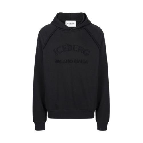 Logo Hoodie Iceberg , Black , Heren