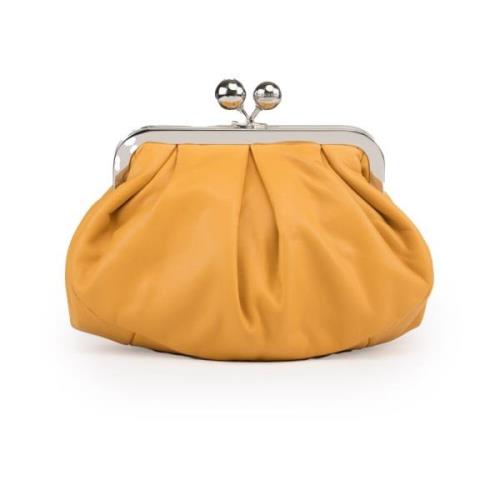 Gouden leren clutch met metalen details Max Mara Weekend , Yellow , Da...