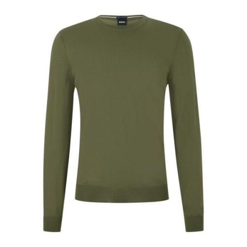 Groene Crew Neck Wollen Trui Boss , Green , Heren