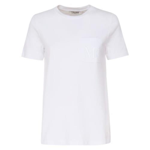 Witte Katoenen T-shirt met Borstzak Max Mara , White , Dames