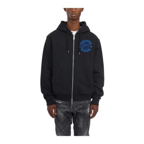 Hoodie met rits Dsquared2 , Black , Heren